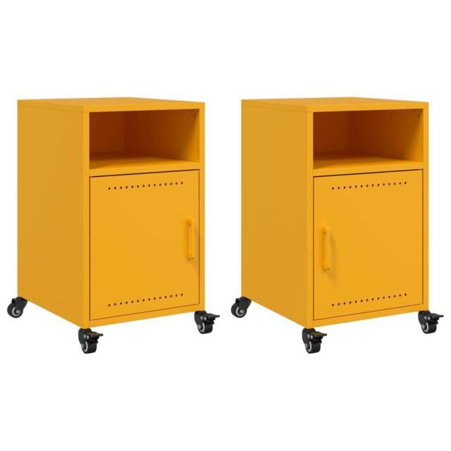 Berkfield Home Bedside Cabinets 2 pcs Mustard Yellow 36x39x59 cm Steel - Size: 36 x 39 x 59 cm - image 1
