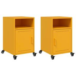 Berkfield Home Bedside Cabinets 2 pcs Mustard Yellow 36x39x59 cm Steel - Size: 36 x 39 x 59 cm - thumbnail 1