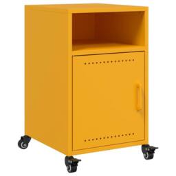 Berkfield Home Bedside Cabinets 2 pcs Mustard Yellow 36x39x59 cm Steel - Size: 36 x 39 x 59 cm - thumbnail 6