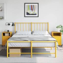 Berkfield Home Bedside Cabinets 2 pcs Mustard Yellow 36x39x59 cm Steel - Size: 36 x 39 x 59 cm - thumbnail 3