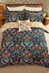Morris & Co 'Seasons By May Indigo' Cotton Duvet Cover Set in Indigo - Size: Super King - thumbnail 1