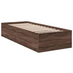 Berkfield Home Bed Frame Frame Brown Oak 75x190 cm Small Single Wood - thumbnail 3