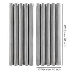 VOGREX Grey Velvet Thick Thermal Blackout Eyelet Curtains - thumbnail 2