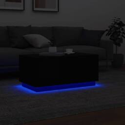 Berkfield Home Modern Coffee Table with LED Lights Black 90x50x40 cm - Size: 90 x 50 x 40 cm - thumbnail 5