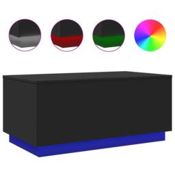 Berkfield Home Modern Coffee Table with LED Lights Black 90x50x40 cm - Size: 90 x 50 x 40 cm - thumbnail 3