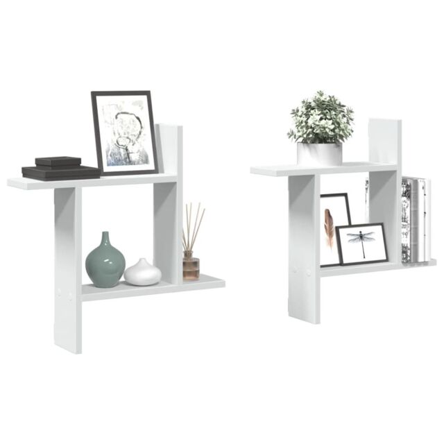 Berkfield Home Wall Shelves 2 pcs White 50x12x50 cm Engineered Wood - Size: 50 x 12 x 50 cm - image 1