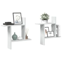 Berkfield Home Wall Shelves 2 pcs White 50x12x50 cm Engineered Wood - Size: 50 x 12 x 50 cm