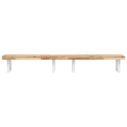 Berkfield Home Basin Shelf Wall Mounted Steel & Solid Wood Acacia in Brown - thumbnail 4