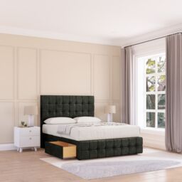 "Sloomy Berlin Divan Bed Base 2 Drawers 12"" Footboard & 26"" Struts Headboard in Dark Grey - Size: Small Double" - thumbnail 1