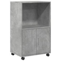 Berkfield Home Rolling¬†Cabinet Concrete Grey 55x40x91 cm Engineered Wood - Size: 55 x 40 x 91 cm - thumbnail 2