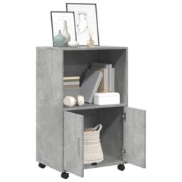 Berkfield Home Rolling¬†Cabinet Concrete Grey 55x40x91 cm Engineered Wood - Size: 55 x 40 x 91 cm - thumbnail 3