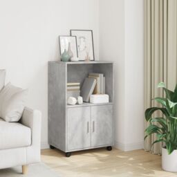 Berkfield Home Rolling¬†Cabinet Concrete Grey 55x40x91 cm Engineered Wood - Size: 55 x 40 x 91 cm
