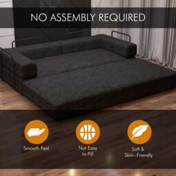 Sliding Wardrobes 4U Convertible Sofa Bed in a Box Quick Setup - 3 Seater Black - thumbnail 2