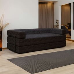 Sliding Wardrobes 4U Convertible Sofa Bed in a Box Quick Setup - 3 Seater Black
