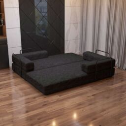Sliding Wardrobes 4U Convertible Sofa Bed in a Box Quick Setup - 3 Seater Black - thumbnail 3