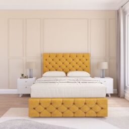 "Sloomy Watson Divan Bed Base 2 Drawers 12"" Footboard & 54"" Floor Standing Headboard in Mustard - Size: King" - thumbnail 2