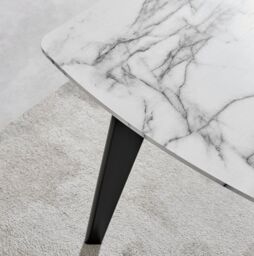 FurnitureboxUK Andria White Marble Effect Rectangular 6-Seater Dining Table in Black - thumbnail 6