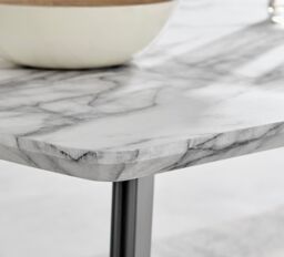 FurnitureboxUK Andria White Marble Effect Rectangular 6-Seater Dining Table in Black - thumbnail 3