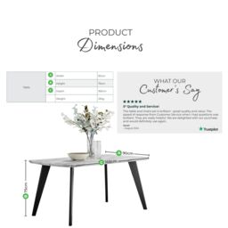 FurnitureboxUK Andria White Marble Effect Rectangular 6-Seater Dining Table in Black - thumbnail 8