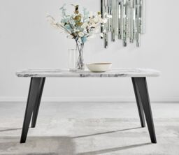 FurnitureboxUK Andria White Marble Effect Rectangular 6-Seater Dining Table in Black