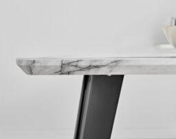 FurnitureboxUK Andria White Marble Effect Rectangular 6-Seater Dining Table in Black - thumbnail 5