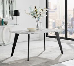 FurnitureboxUK Andria White Marble Effect Rectangular 6-Seater Dining Table in Black - thumbnail 2