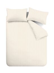 Catherine Lansfield Brushed Stripe 100% Cotton Duvet Cover Set in Natural - Size: Super King - thumbnail 5