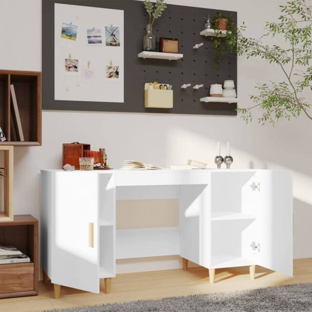 Berkfield Home Decorative Desk White 140x50x75 cm Engineered Wood - Size: 140 x 50 x 75 cm - image 1