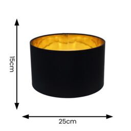 ValueLights Reni Black Fabric with Metallic Gold Inner Pendant Ceiling Lamp Shade & Bulb - Size: 6 inches - thumbnail 5