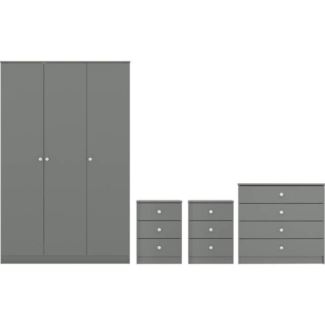 Seconique Denver 3 Door Wardrobe Bedroom Set in Grey - image 1