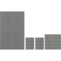 Seconique Denver 3 Door Wardrobe Bedroom Set in Grey - thumbnail 1