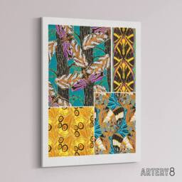 "Artery8 Colourful Vintage Butterfly Pattern Canvas Wall Art Print Seguy - Size: W18"" x H24""" - thumbnail 2