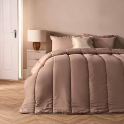 OHS Plain 10.5 TOG Coverless Duvet with Pillowcase Bedding Set in Natural - Size: Double - thumbnail 1