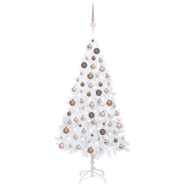 Berkfield Home Artificial Pre-lit Christmas Tree with Ball Set White 150 cm PVC - image 1