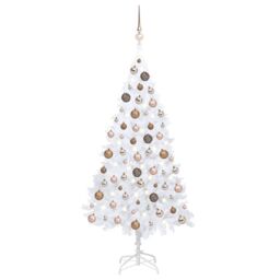 Berkfield Home Artificial Pre-lit Christmas Tree with Ball Set White 150 cm PVC - thumbnail 1