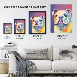 Artery8 British Bulldog Pastel Tones Screen Print Risograph Artwork Spot Block Colour Retro Riso Interior Design Art Print Framed Poster Wall Decor - thumbnail 3