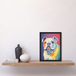Artery8 British Bulldog Pastel Tones Screen Print Risograph Artwork Spot Block Colour Retro Riso Interior Design Art Print Framed Poster Wall Decor - thumbnail 4