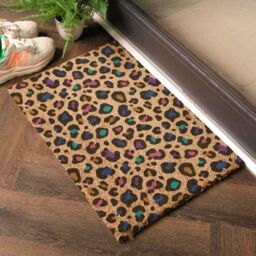 Artsy Mats Multi Colour Leopard Print Doormat (60 x 40cm) in Brown - Size: 40 cm x 60 cm - thumbnail 2