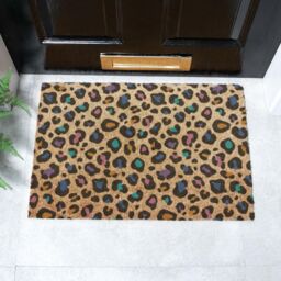 Artsy Mats Multi Colour Leopard Print Doormat (60 x 40cm) in Brown - Size: 40 cm x 60 cm - thumbnail 1