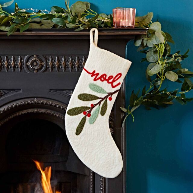 Paper High Felt Christmas Stocking in White - image 1