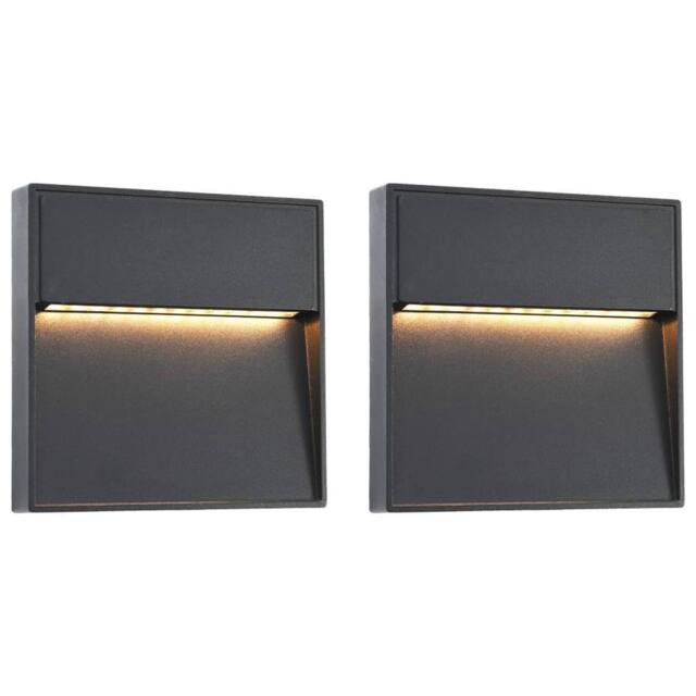 Berkfield Home Outdoor LED Wall Lights 2 pcs 3 W Black Square - image 1