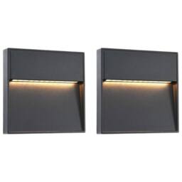 Berkfield Home Outdoor LED Wall Lights 2 pcs 3 W Black Square - thumbnail 1