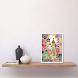 Artery8 Countryside Garden Flowers In Spring Folk Art Watercolour Painting Artwork Framed Wall Art Print A4 in White - thumbnail 2