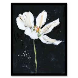 "Artery8 Abstract White Lily Flower Black Floral Painting Framed Wall Art - Size: W12"" x H16""" - thumbnail 1