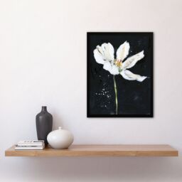 "Artery8 Abstract White Lily Flower Black Floral Painting Framed Wall Art - Size: W12"" x H16""" - thumbnail 4