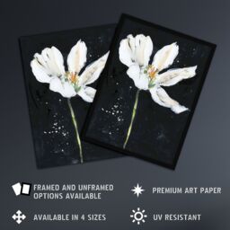 "Artery8 Abstract White Lily Flower Black Floral Painting Framed Wall Art - Size: W12"" x H16""" - thumbnail 2