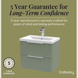 Balterley Fluted Wall Hung 2 Drawer Vanity Basin Unit & Basin 600mm, Satin Green - thumbnail 6