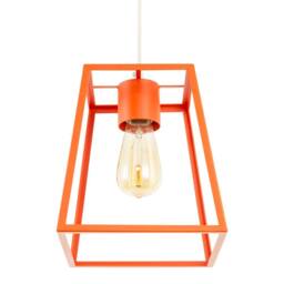Happy Homewares Industrial Lantern Lamp Shade in Orange with Square Top & Bottom - thumbnail 5