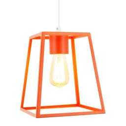 Happy Homewares Industrial Lantern Lamp Shade in Orange with Square Top & Bottom - thumbnail 2