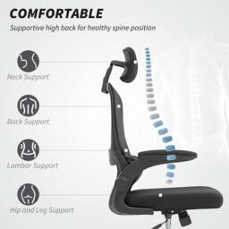 EONLION Black Ergonomic Mesh Office Chair - Size: 100 cm - thumbnail 3